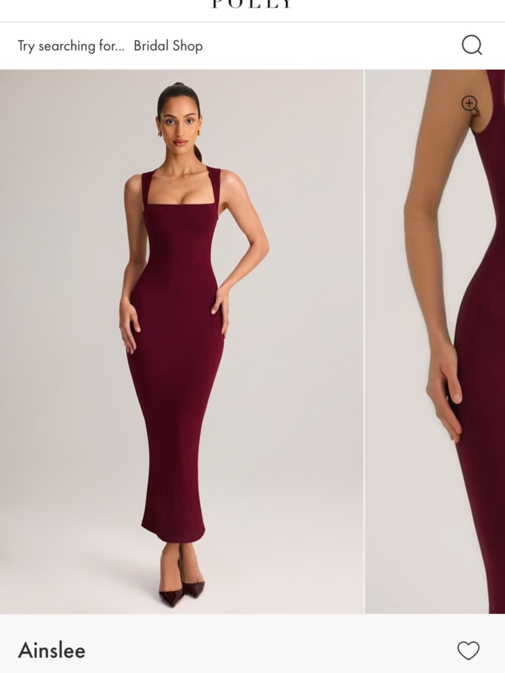 Modal Square-Neck Bodycon Midi Dress in Wine